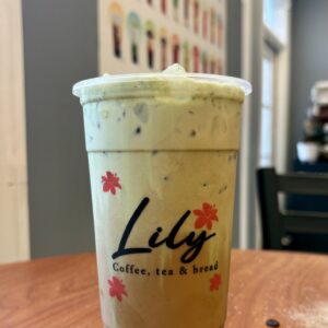 White coffee with Matcha foam