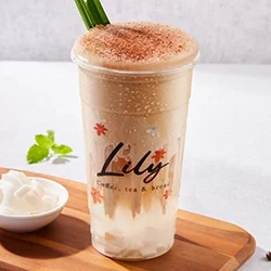 Coconut water with coffee foam