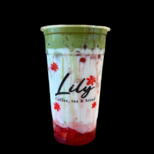 Strawberry Latte with Matcha foam